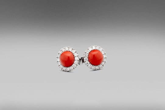 Valentin Precious Coral & Diamond Earrings in Platinum - 0503VALE0358 (1)